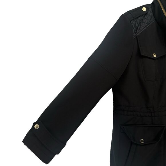 Michael Michael Kors Jacket Size XL Black Full Hidden Zipper Button Quilted Coat - Picture 3 of 14